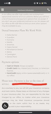 Says payment is due at the time of service, so why didn't they charge me right then and there when we were at the "free" consultation?