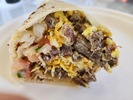 Inside the Steak and Egg Burrito