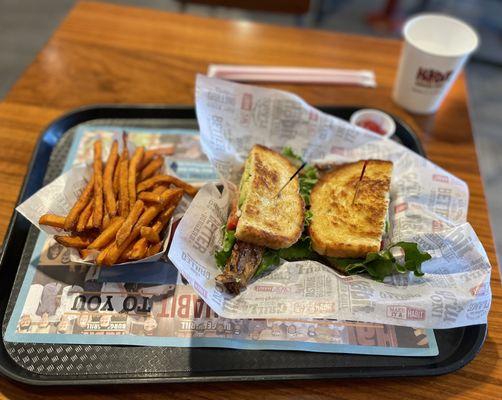 Chicken Club and Sweet Potato Fries