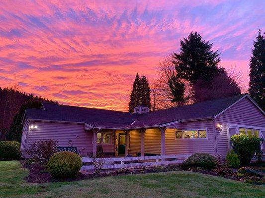 Woodinville campus sunrise over the West bldg.