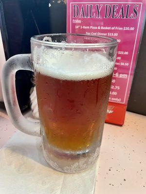 Cold beer in a frosted mug