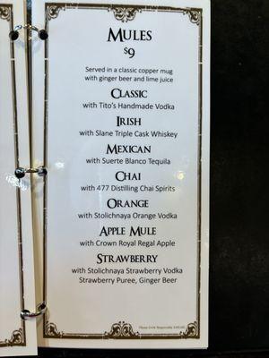 Mules menu Mar 2024