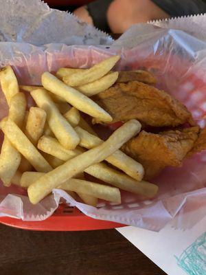 Kids chicken tender and fries