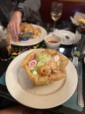 Taco salad w shrimp