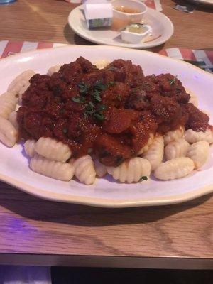 Gnocchi and meatballs