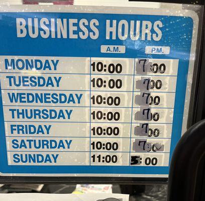 New hours