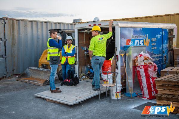 Workers on their break.