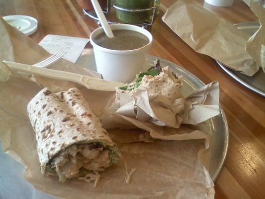 Hummus Chicken Wrap  + Lentil Soup