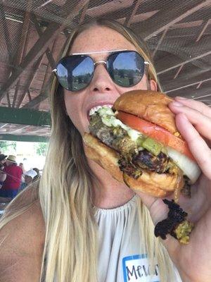 My very ladylike photo with the EBS burger, but when you see a burger like this you have to selfie!