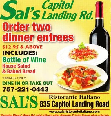 Special offer valid for Dine In or Take Out. Please present coupon.