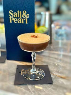 Espresso Martini -  'Black Pearl' -white chocolate, coffee & nori infused tito's vodka, espresso liqueur, meletti anisette liqueur