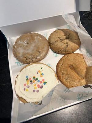 Delicious 4 pack - frosted oatmeal, snickerdoodle, salted caramel and iced sugar cookie.