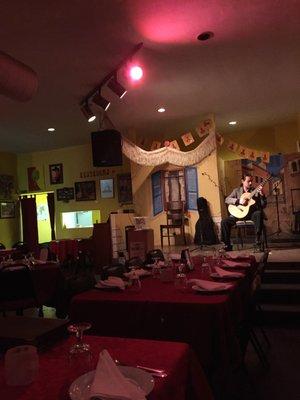 Interior facing the stage and guitarist