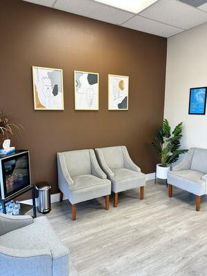 Patient waiting room with complementary beverages