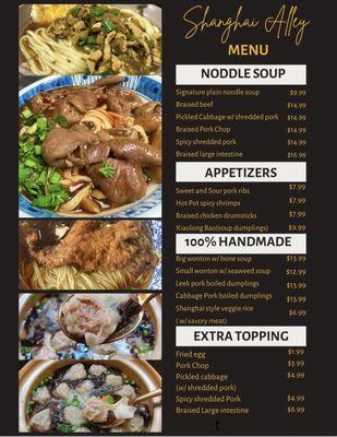 This is the menu for their lunch services. They just expand their hours for Chinese noodle soup.