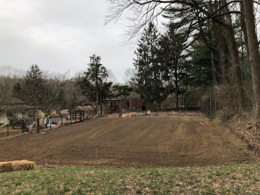 Excavation and Grading contractors of Dirt Devil Landscaping performing grading and lawn installation services in Towson, MD