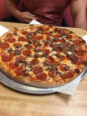 Pepperoni and steak large pizza