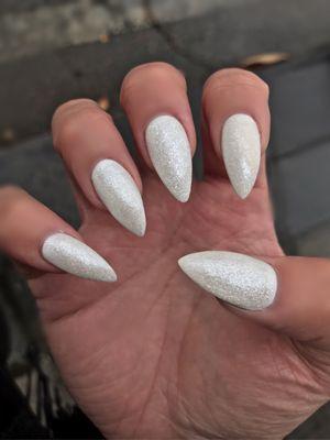 Sparkly white nails!! My latest nails by Helen  I always feel so pampered and she always gets all my cuticles really good!