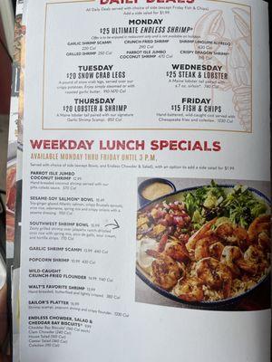 Weekly and daily specials