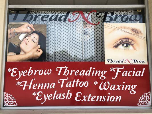 Variety of services offered: Eyebrow Threading, Henna Tattoos, Waxing & Eyelash Extension