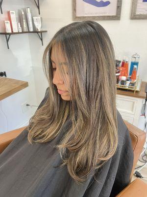 Full Butterscotch Balayage on a dark base