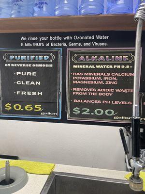 Water Menu & Fees