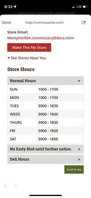 Store hours