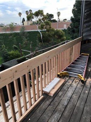 Built/installed new railing on balcony