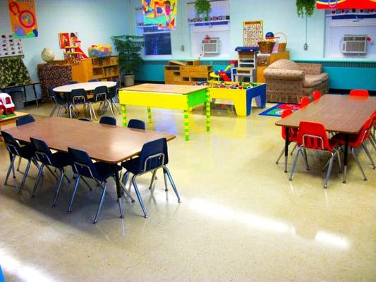 We have four large clasrooms. A two year old room, young three year old room, four year old room, and a pre-k room.