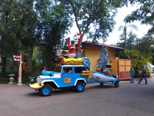 The parade starts in front of Creature Comfort shop