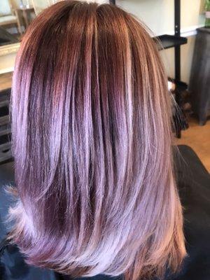 Burgundy Fade with Lilac And White Ombré