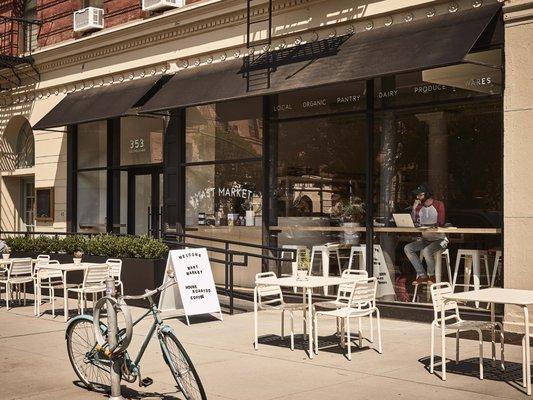 Outdoor seating on Columbus Ave.