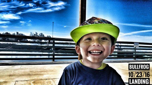 My son Ethan enjoying a break on the dock!