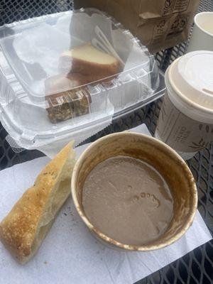 Incredible Roasted Mushroom Soup w fresh baked focaccia.