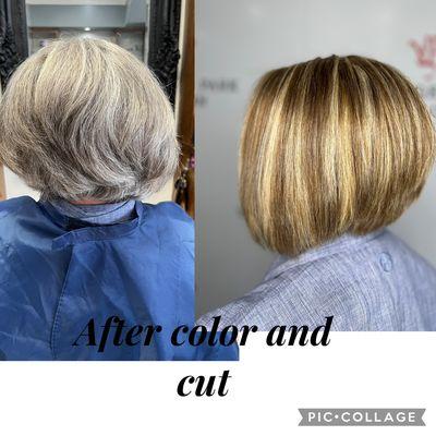 A big transformation from grey to highlights ready for summer