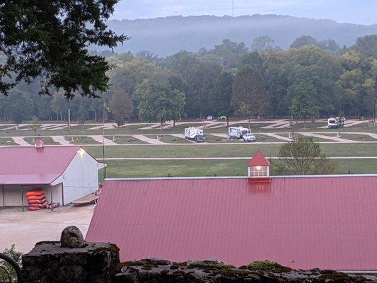 RV campsites from the old hilltop cemetery.   The creek is right at the tree line