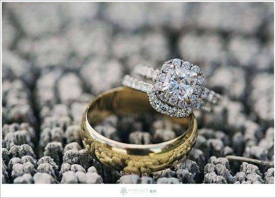 Our wedding day photos of our rings! Joe Thank you for creating the band out of my our precious grandmothers diamonds!