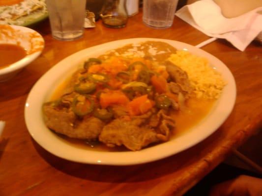 Grilled steak smothered in tomato and jalepeno..yummmmm