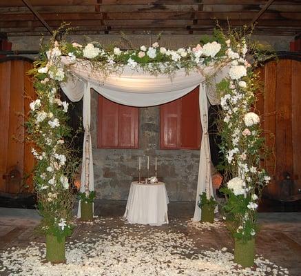 Birch chuppah, at the Culinary Institute in St. Helena.