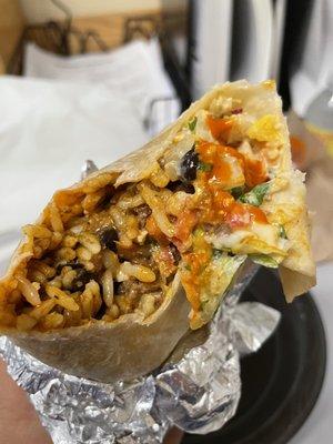 Spicy ground Beef burrito