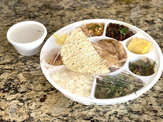 The Signature Gujarati Thali - packed so well for takeout. Delicious!!!!