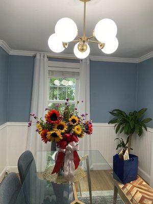 Less than $20 -- sunflower bouquet -- I just added a DIY bow and voilà!