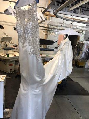 Dry cleaned wedding dress