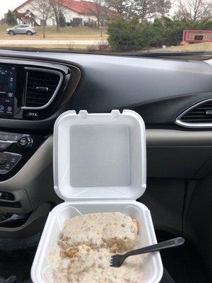 Got the Biscuits & Gravy to go and it's yummy!