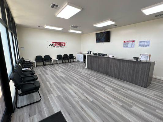 Lobby area of Winners Circle Collision auto body shop