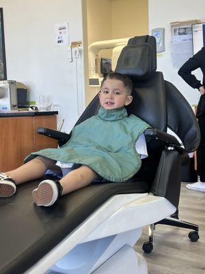 My son loving the dentist