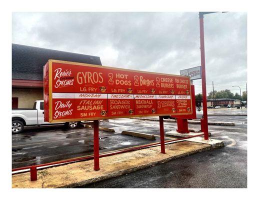 Specials! Drive Thru @  Rosie's Drive-In  Chicago Fast Food Place.Gyros Hotdog Italian Beef Philly Steak Chicken Sandwiches.etc.