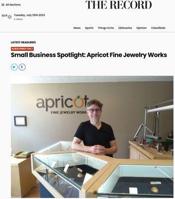 Screen shot from Troy Record profile story. Goldsmith and designer John de Rosier, founder of Apricot Fine Jewelry Works.