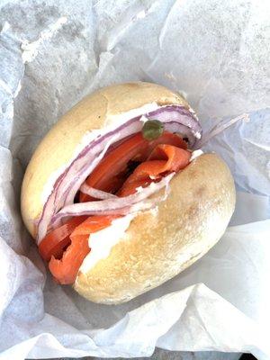 Lox & Bagel (went light on the cream cheese) this was for the car! What a beast