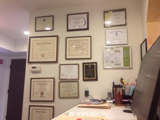 Diplomas at this great eye care center